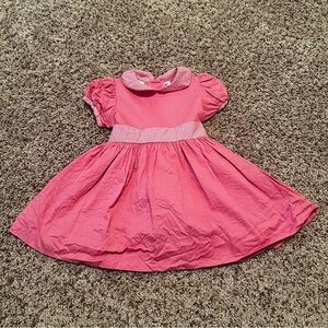 Pink Sundress with Puff Cap Sleeves and Peter Pan Collar